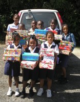 Children from St Silas school with the Make Jesus Smile shoebox project